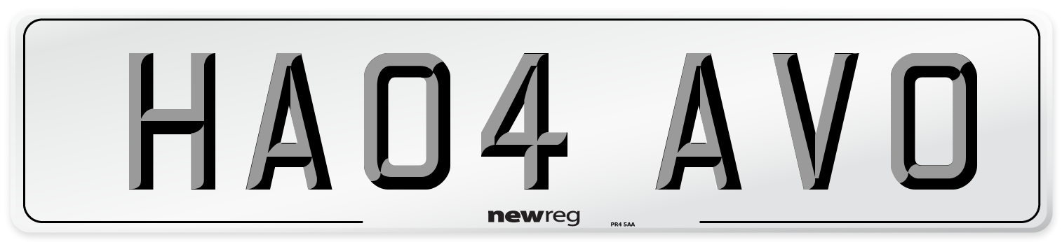 HA04 AVO Number Plate from New Reg
